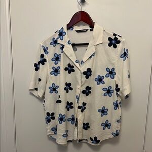 Marimekko White and Blue Patterned Shirt